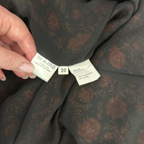 Caroline Charles Boho Vintage Silk Floral Print Beaded Dress Size 16-20 - Picture 4 of 9